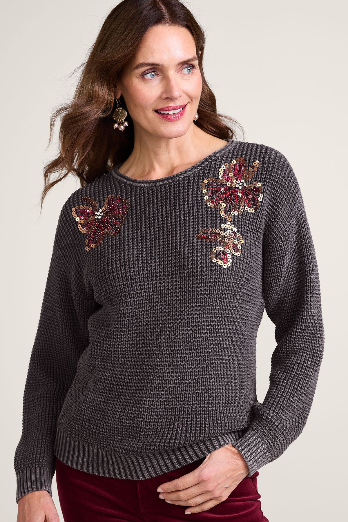 Vintage Bloom Textured Cotton Sweater