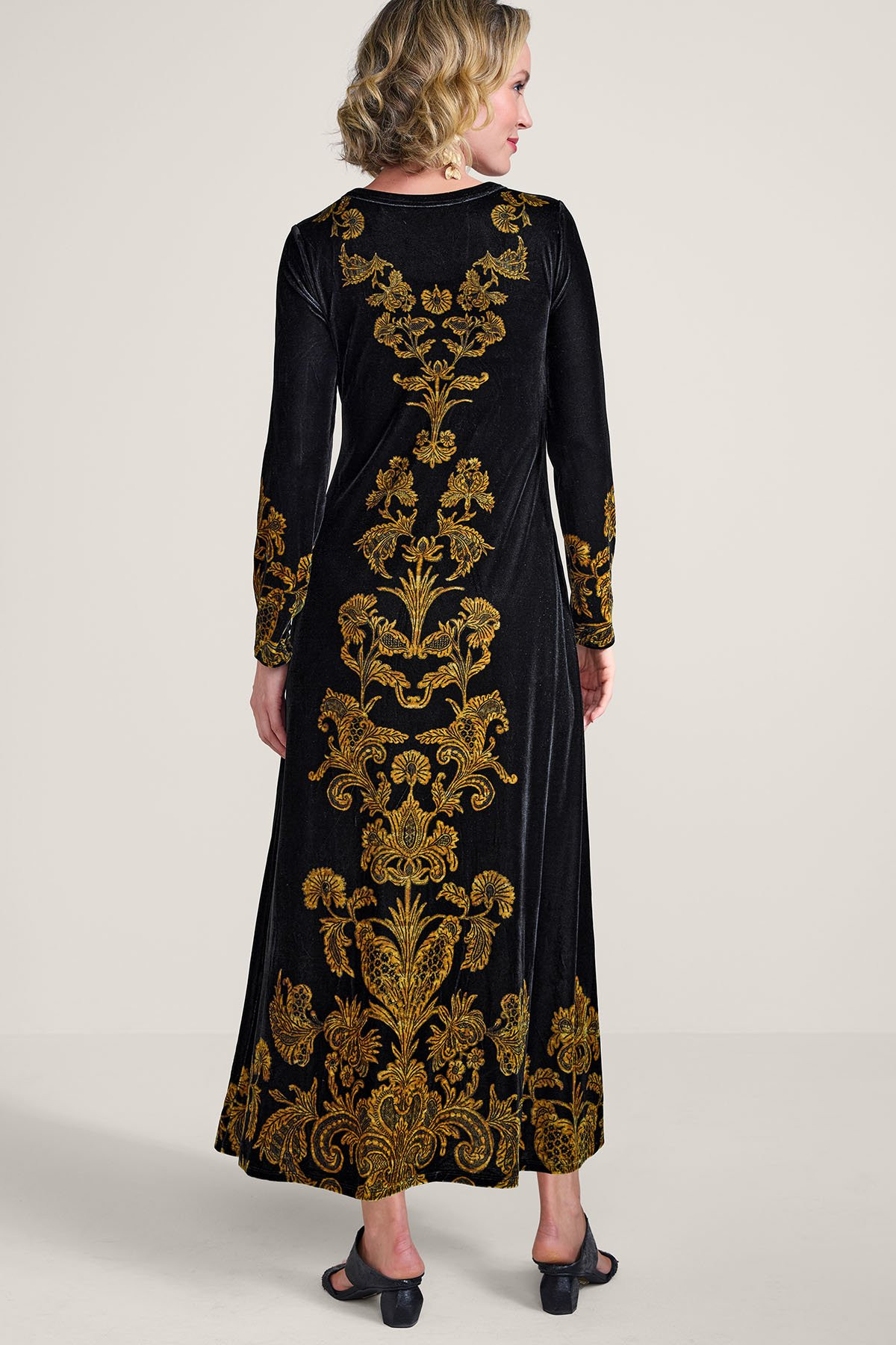 Santiago Stretch Velvet Damask Maxi Dress - thumbnail 3
