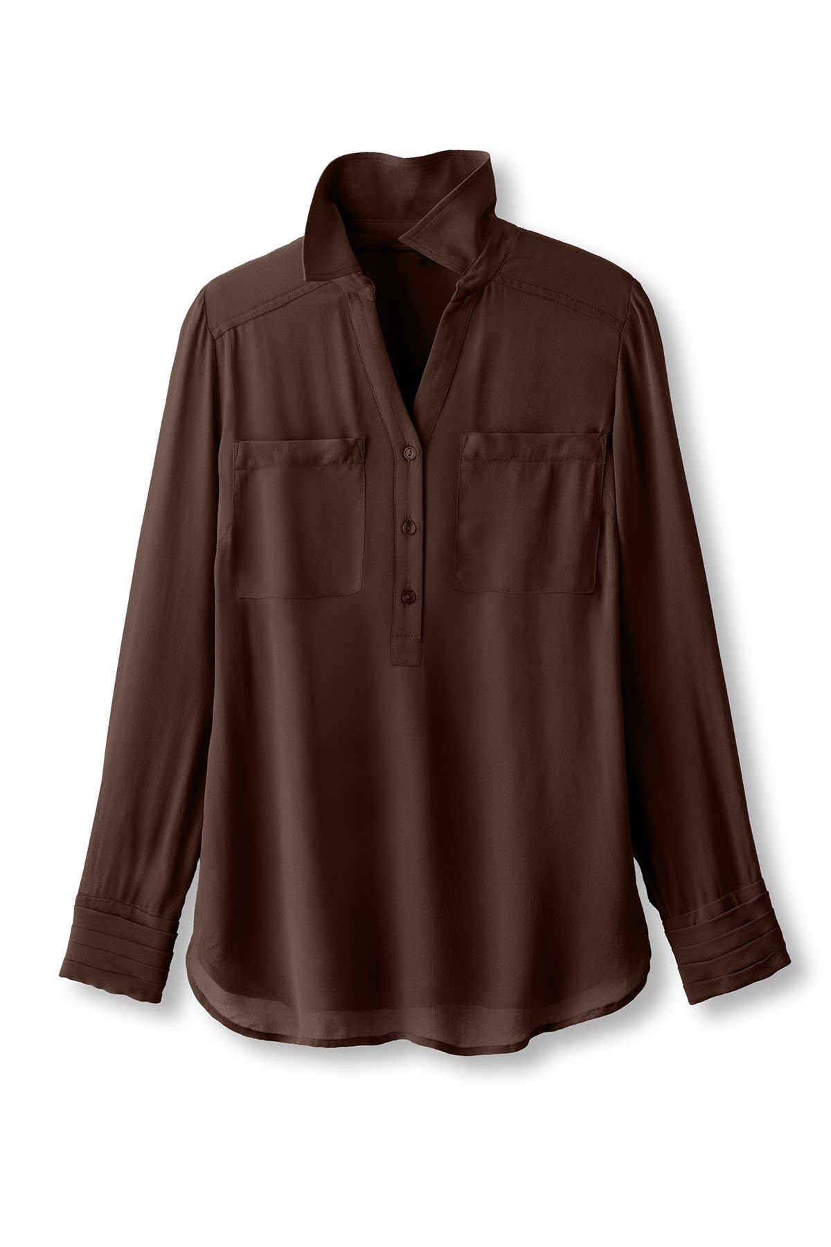 Double Layer Crepe LS Tunic Blouse - thumbnail 2