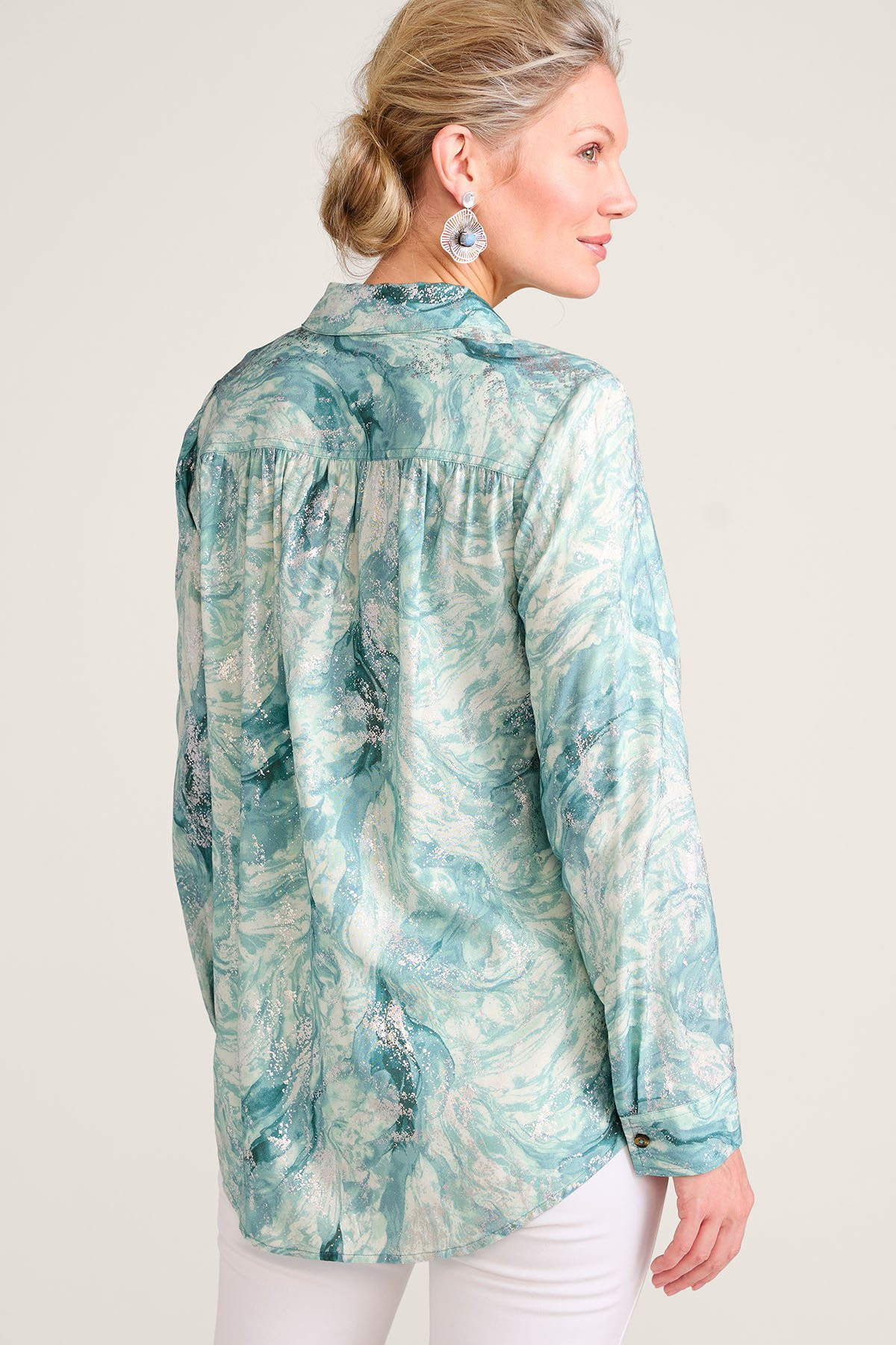 Metallic Marble Print LS Big Shirt - thumbnail 4