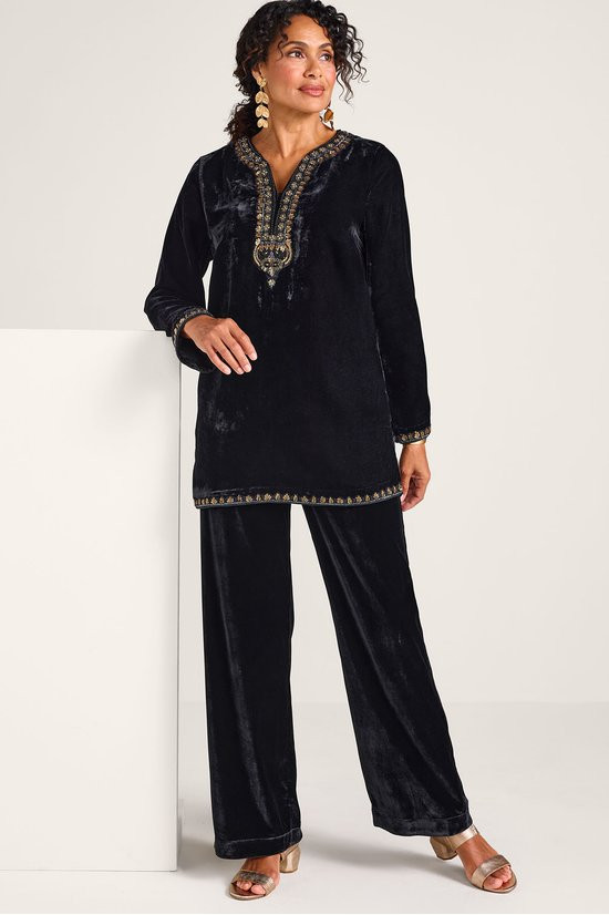 Estrella Embellished Velvet Tunic - thumbnail 3
