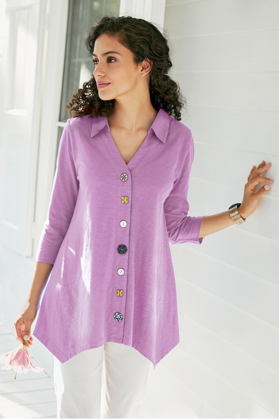 Danielle Button 3/4 Sleeve Tunic - thumbnail 7