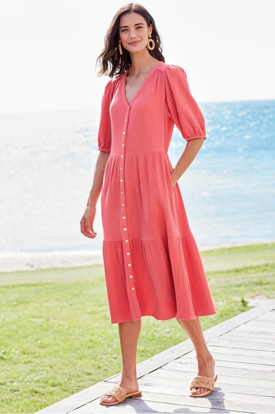 Long Gauze Material Dresses Long Maxi Muslin Dress–handmade Double