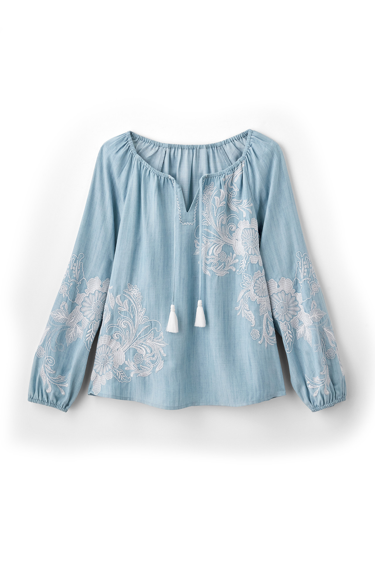 chambray peasant top