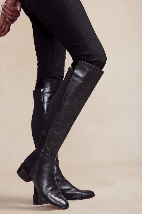 Leather Black Riding Boots With Stretch Back Sale Bromley Stretch