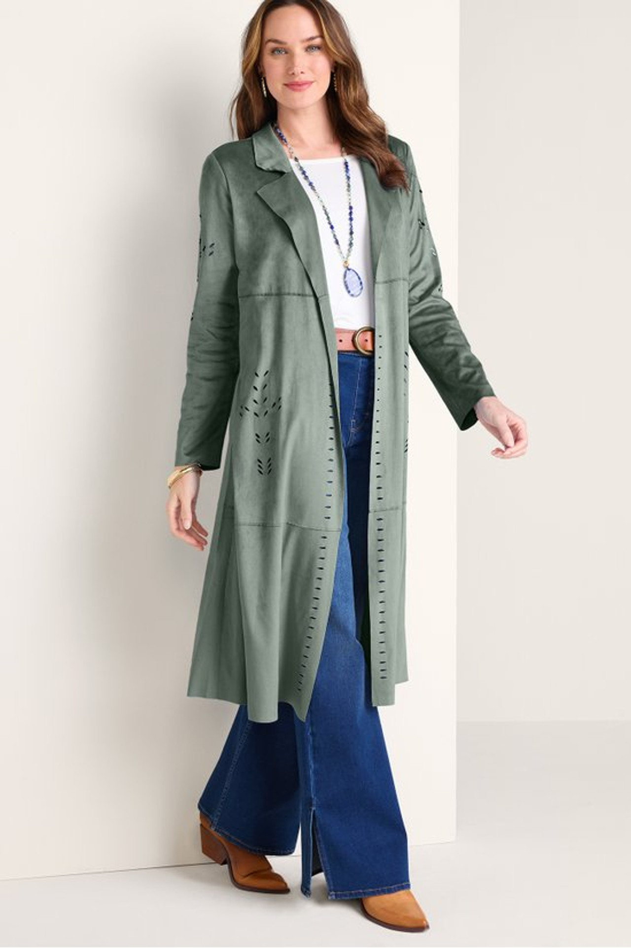 ★VANROHE★ RENAI shoulder Medium Fabric B01091 Norine Faux Suede Duster