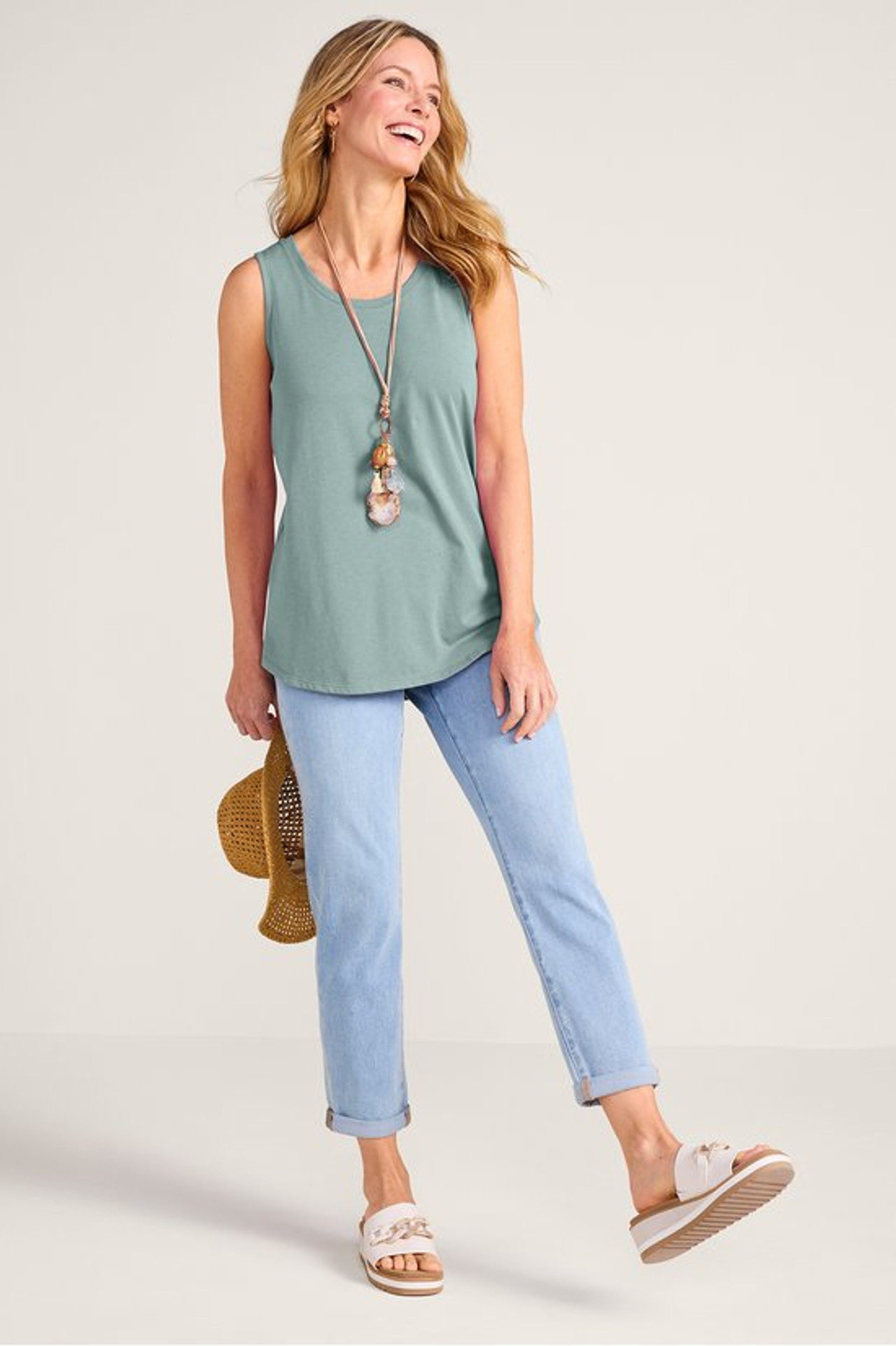 未使用 upper hights ISABEL SoftEssential™ Supima® Isabel Sleeveless Tunic