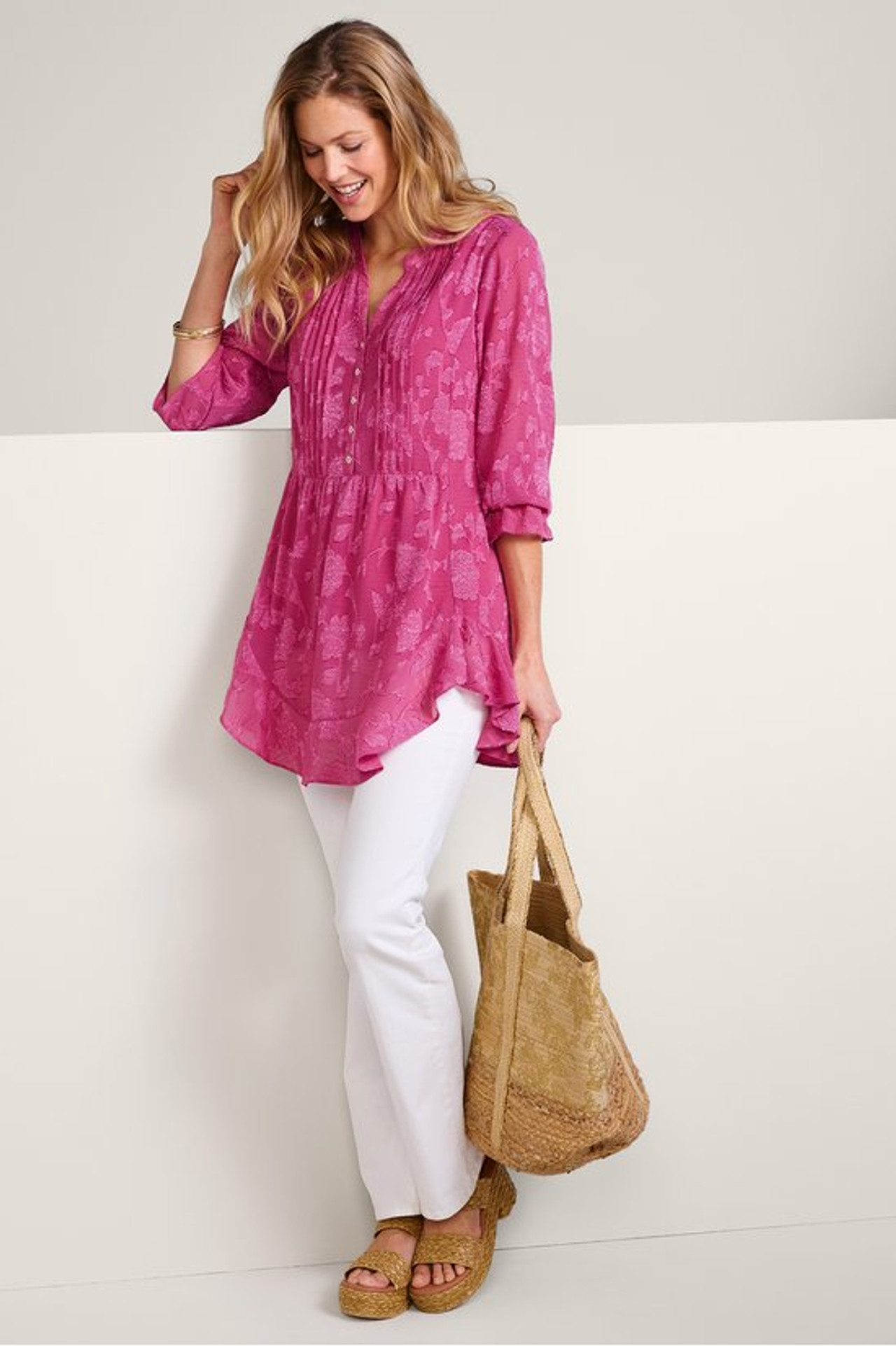 トップス AMICA ETERNAL FLOWER TOP PINK Wool And Cashmere Tank Top | Blumarine