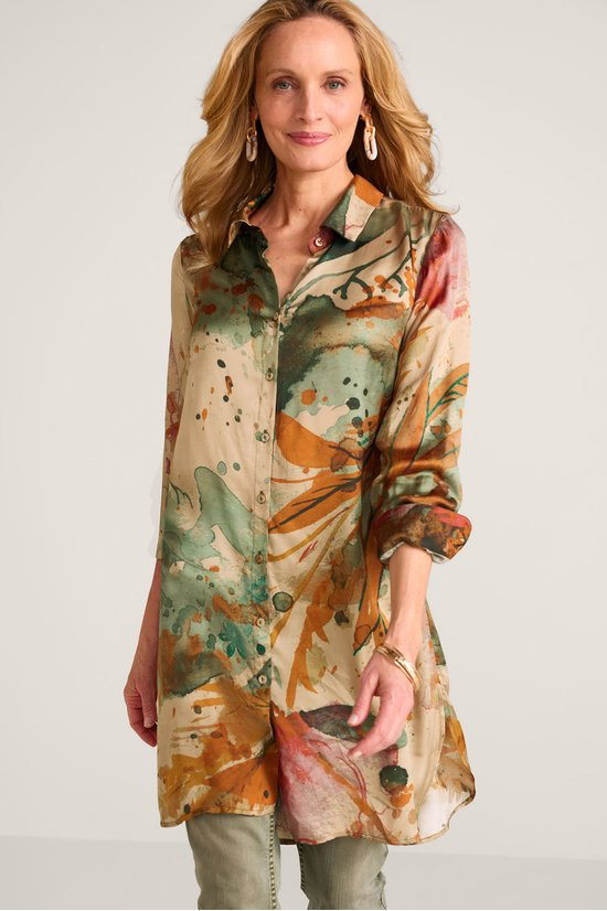 Stroke Of Satin Button Front Tunic
