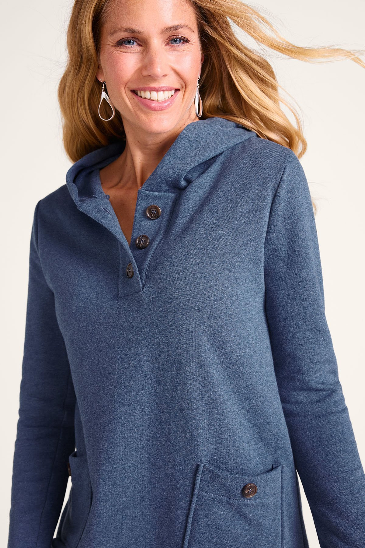 Hooded Henley Knit Tunic