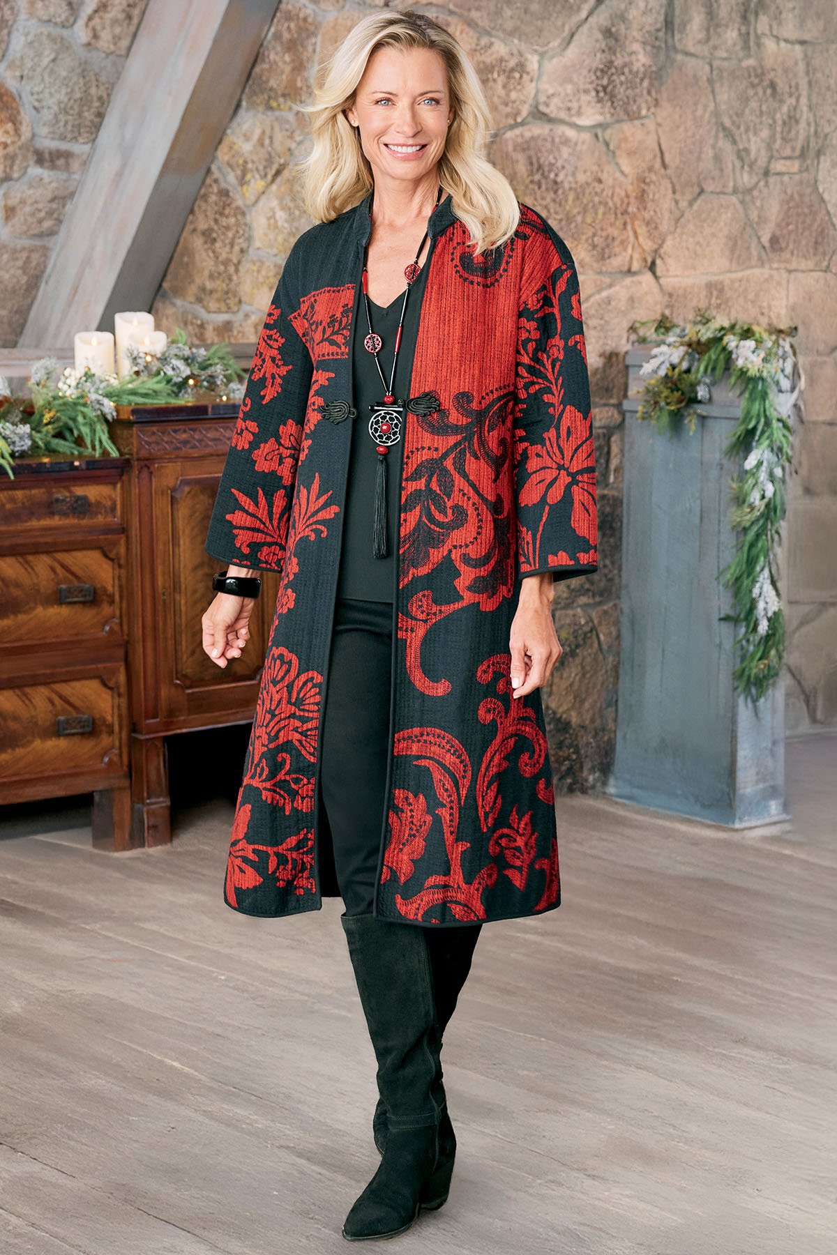 Scarlet Serenity Long Knit Topper - thumbnail 8