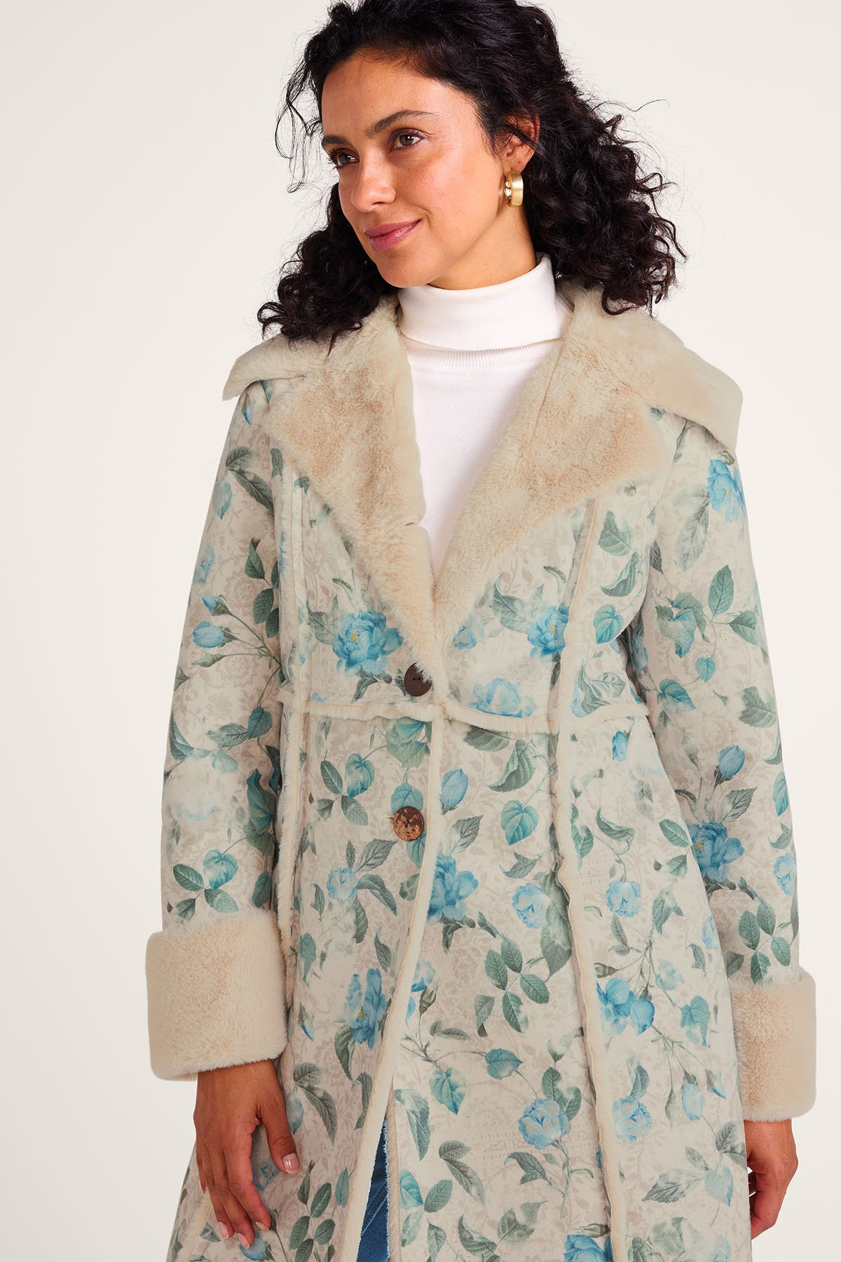 ホノソウ☆美品レア☆MEGMIURA PIn tuck Mods coat Charmonix Mid Length Faux Fur Suede Coat