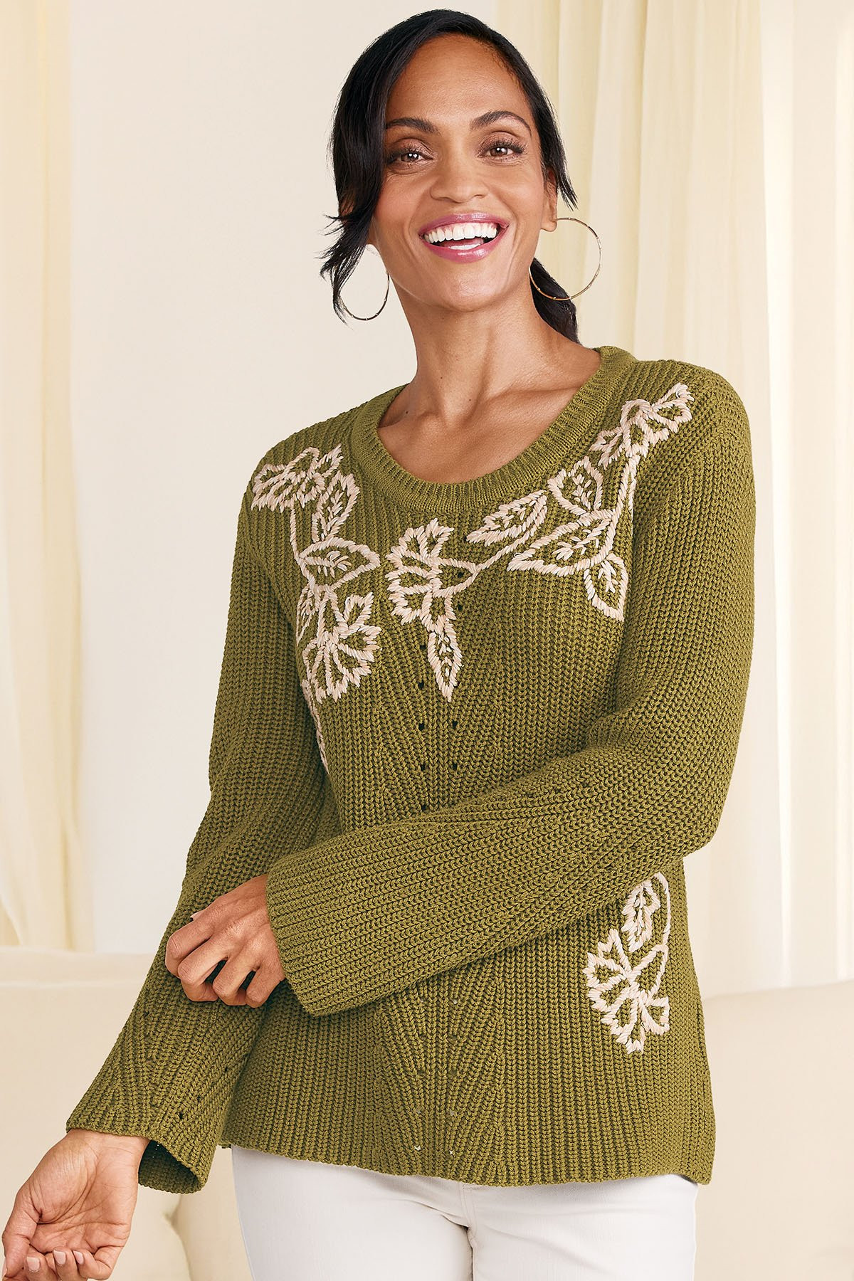 Embroidered Shaker Pullover Swtr - thumbnail 7