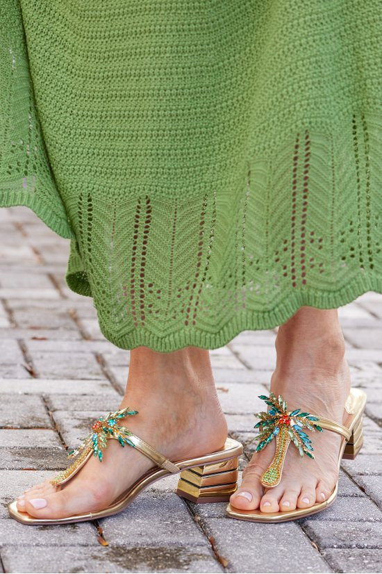 Sunset Light Green Sandals Renee Palmy Slide Sandal