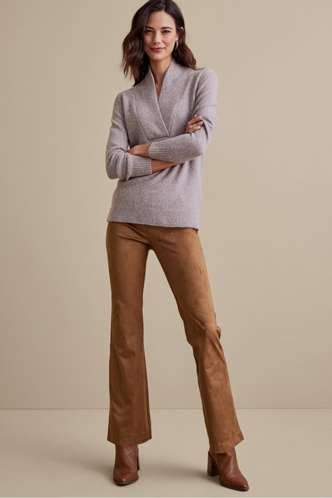 【COLOR iN ID】Suede bootcut pants Faux Suede Bootcut Pants