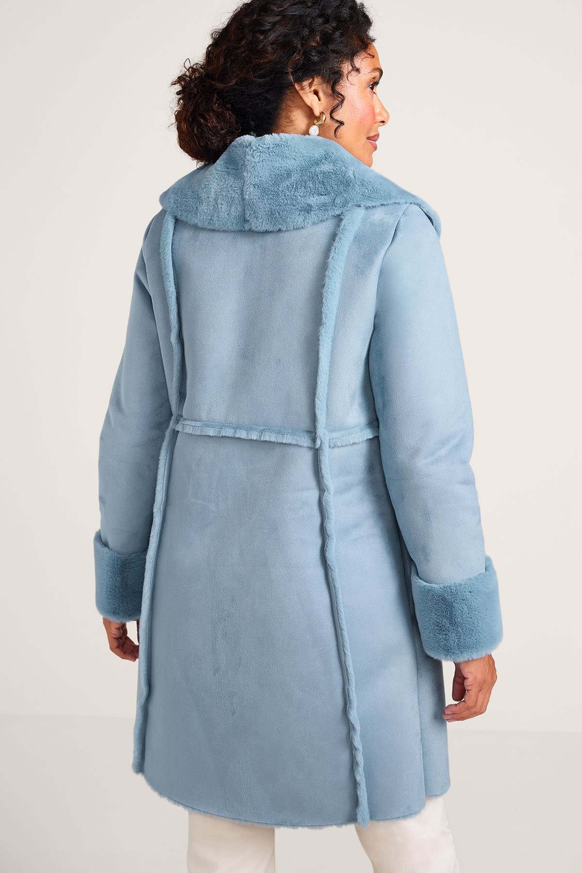Charmonix Mid Length Faux Fur Suede Coat - thumbnail 4