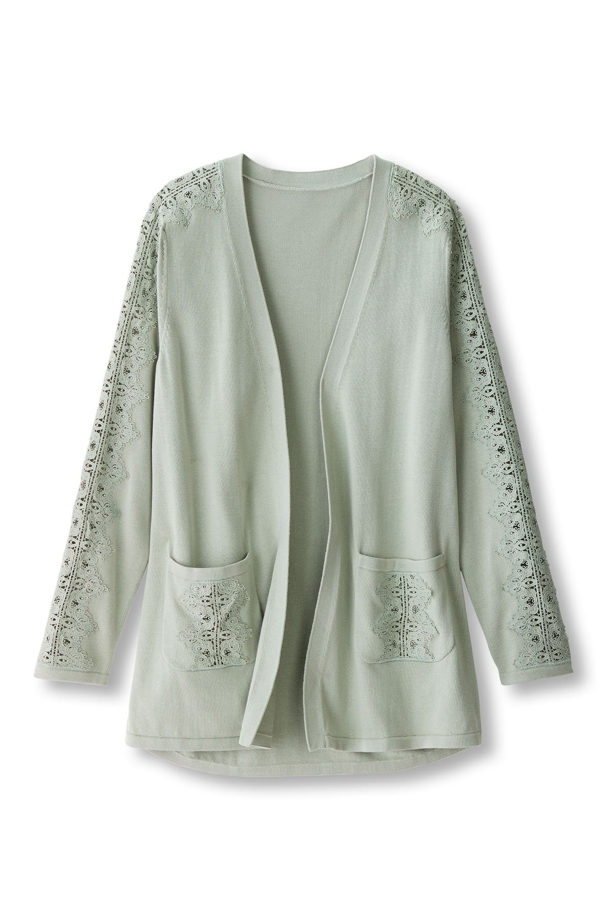 Lace Trim Open Front Cardi - thumbnail 2
