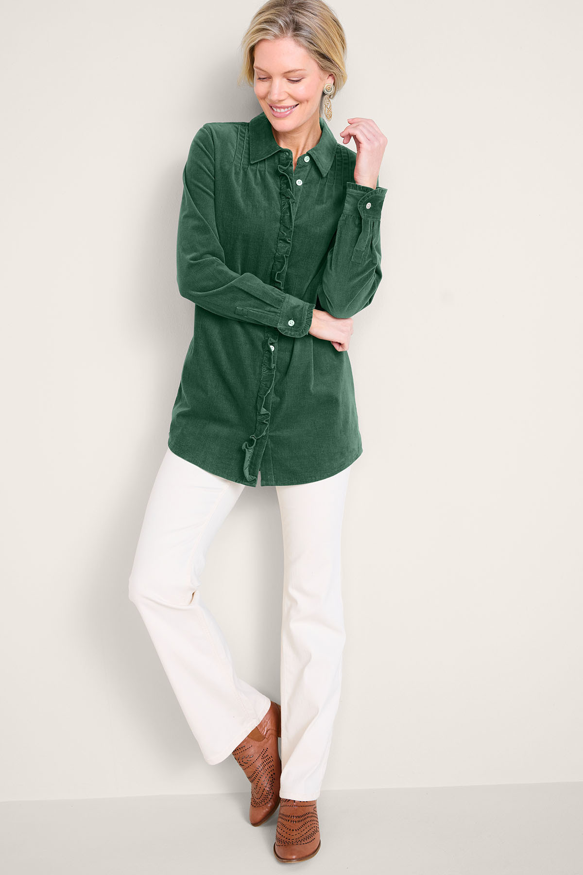 Stretch Corduroy Long Sleeve Big Shirt - thumbnail 4