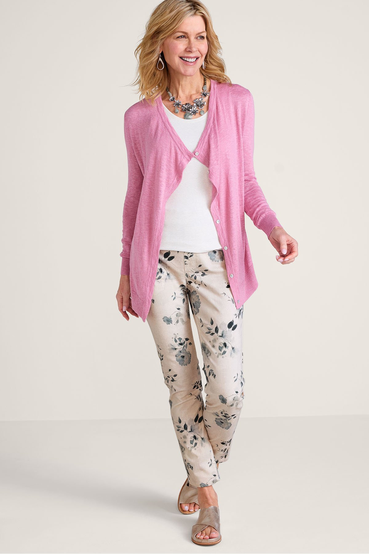 Shadow Floral Slim Leg Pull On Jeans