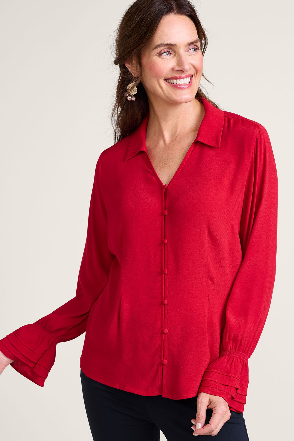 Crepe Btn Front Blouse - thumbnail 2