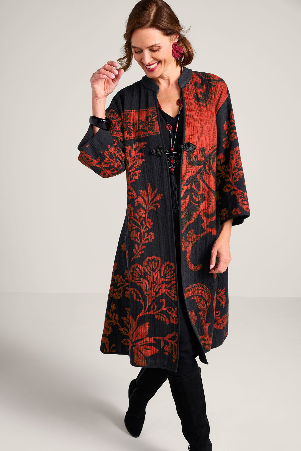 Scarlet Serenity Long Knit Topper - thumbnail 5
