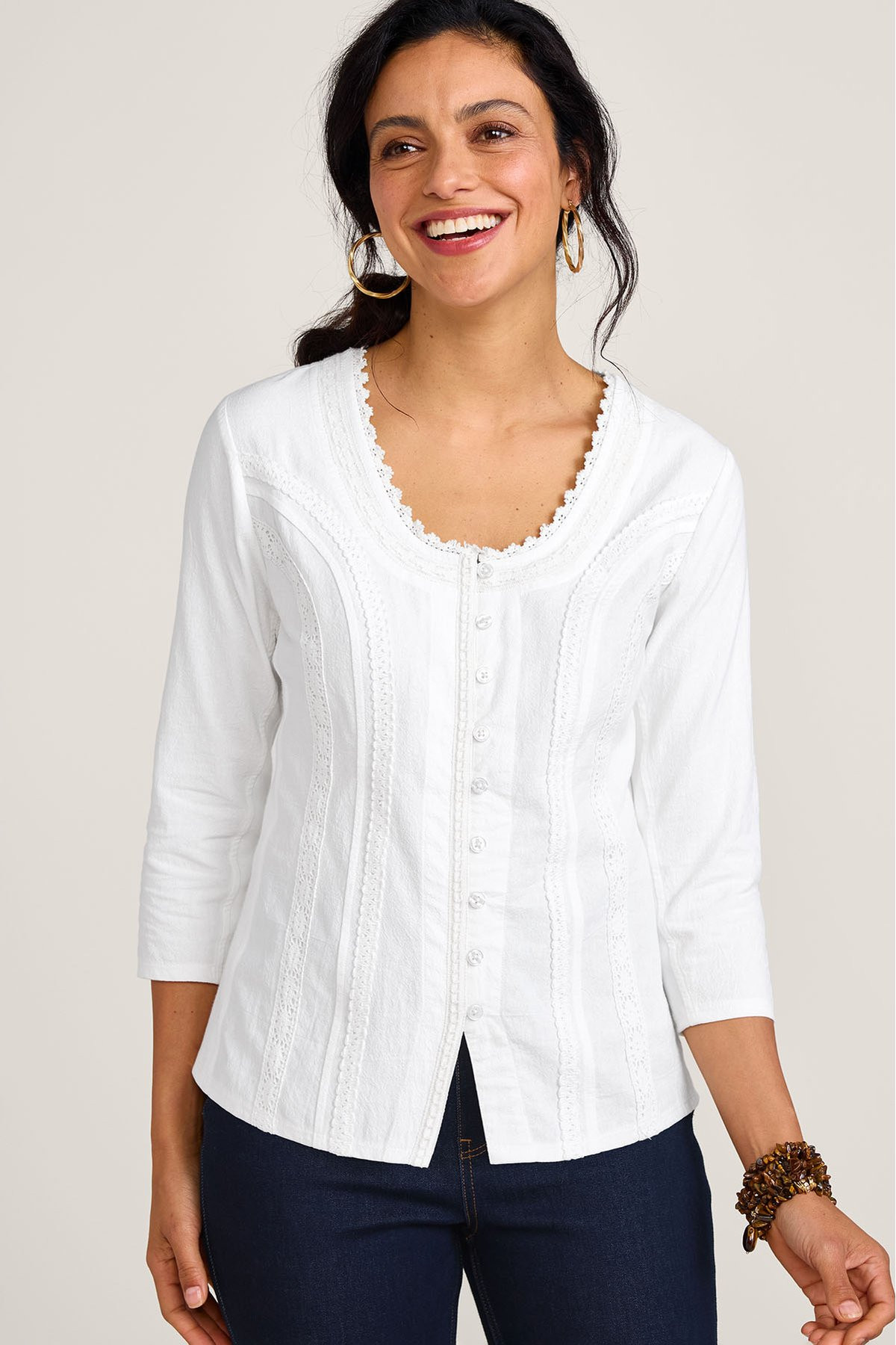 Taos Btn Front ¾ Slv Top
