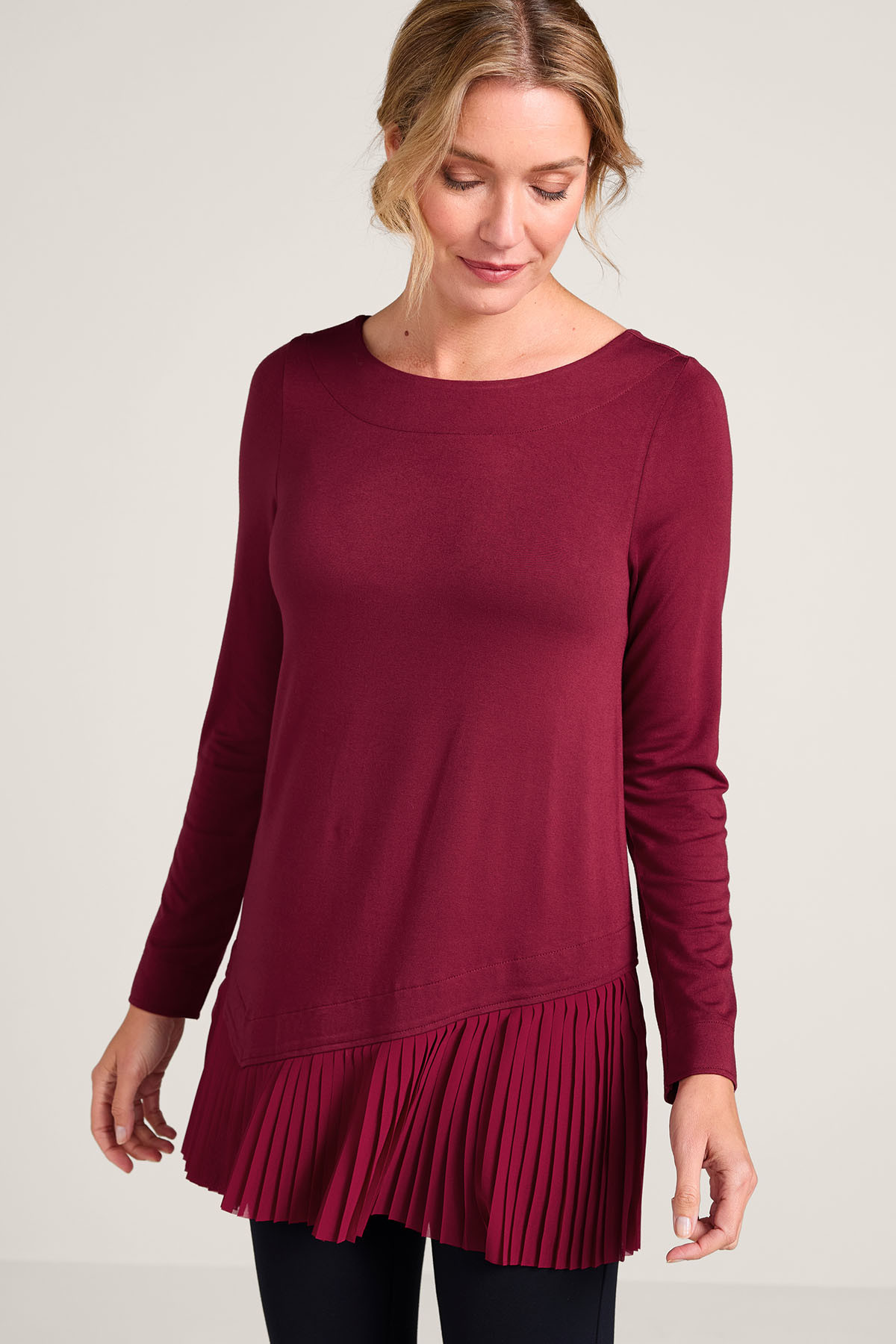 Prelude Boatneck Pleated Knit Tunic - thumbnail 10