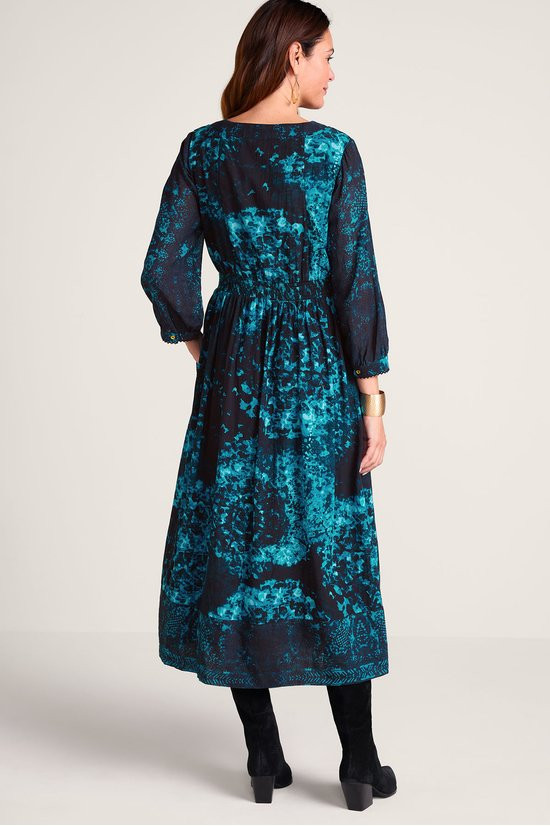 Spectral 3/4 Sleeve Crepe Midi Dress - thumbnail 3
