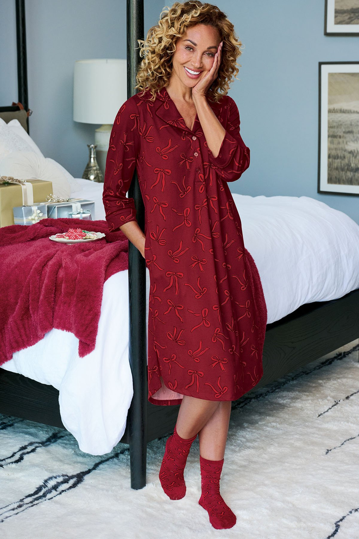 Dream Scene 3/4 Sleeve Knit Nightshirt - thumbnail 8