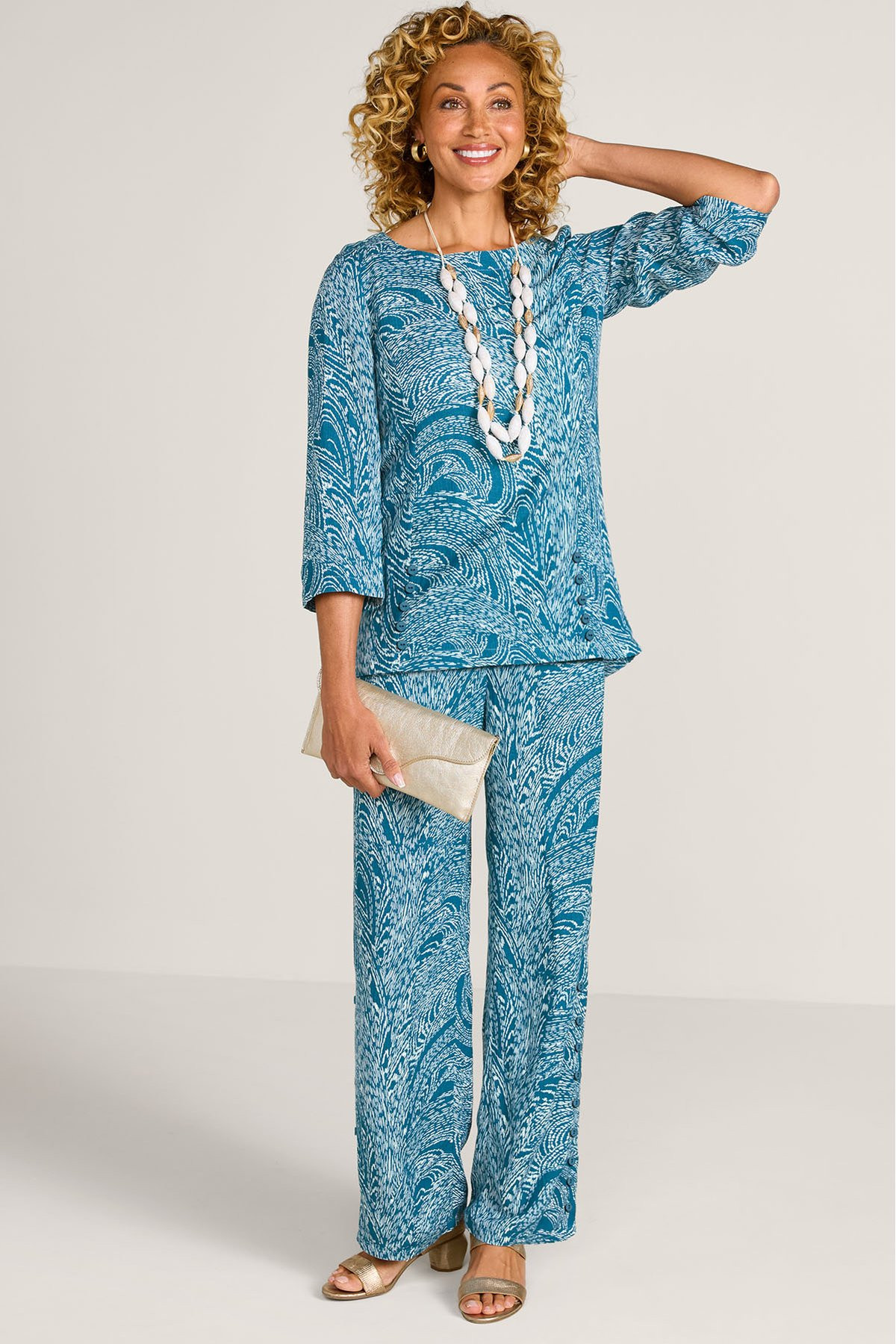 Oceo Crinkle Gauze Wide-Leg Pants