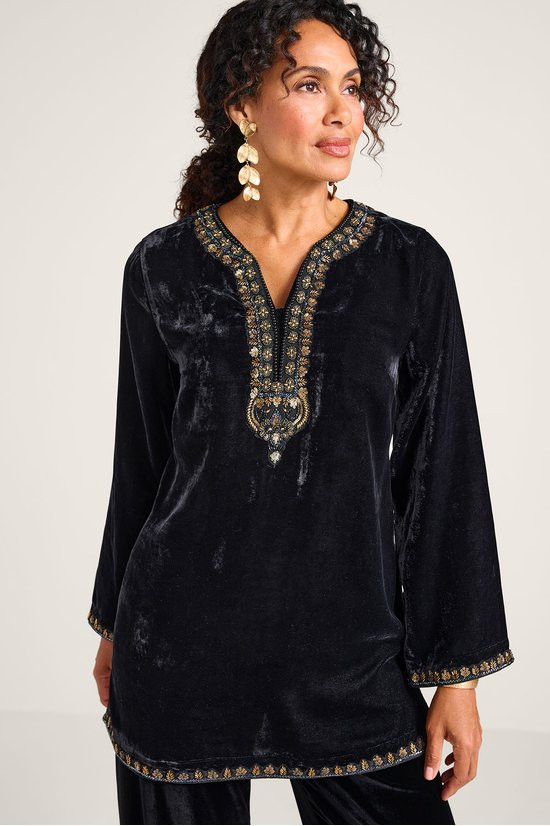 Estrella Embellished Velvet Tunic