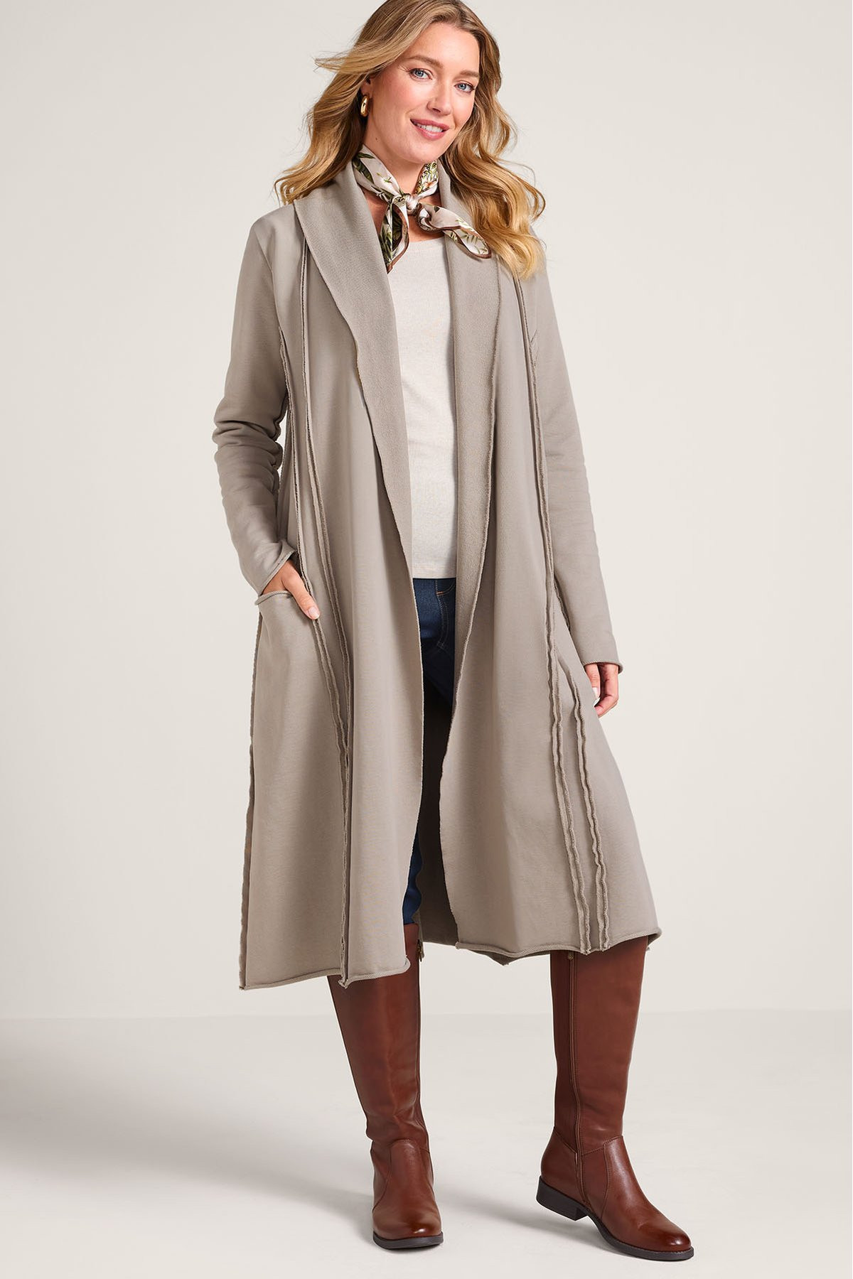 Open Front Long French Terry Topper
