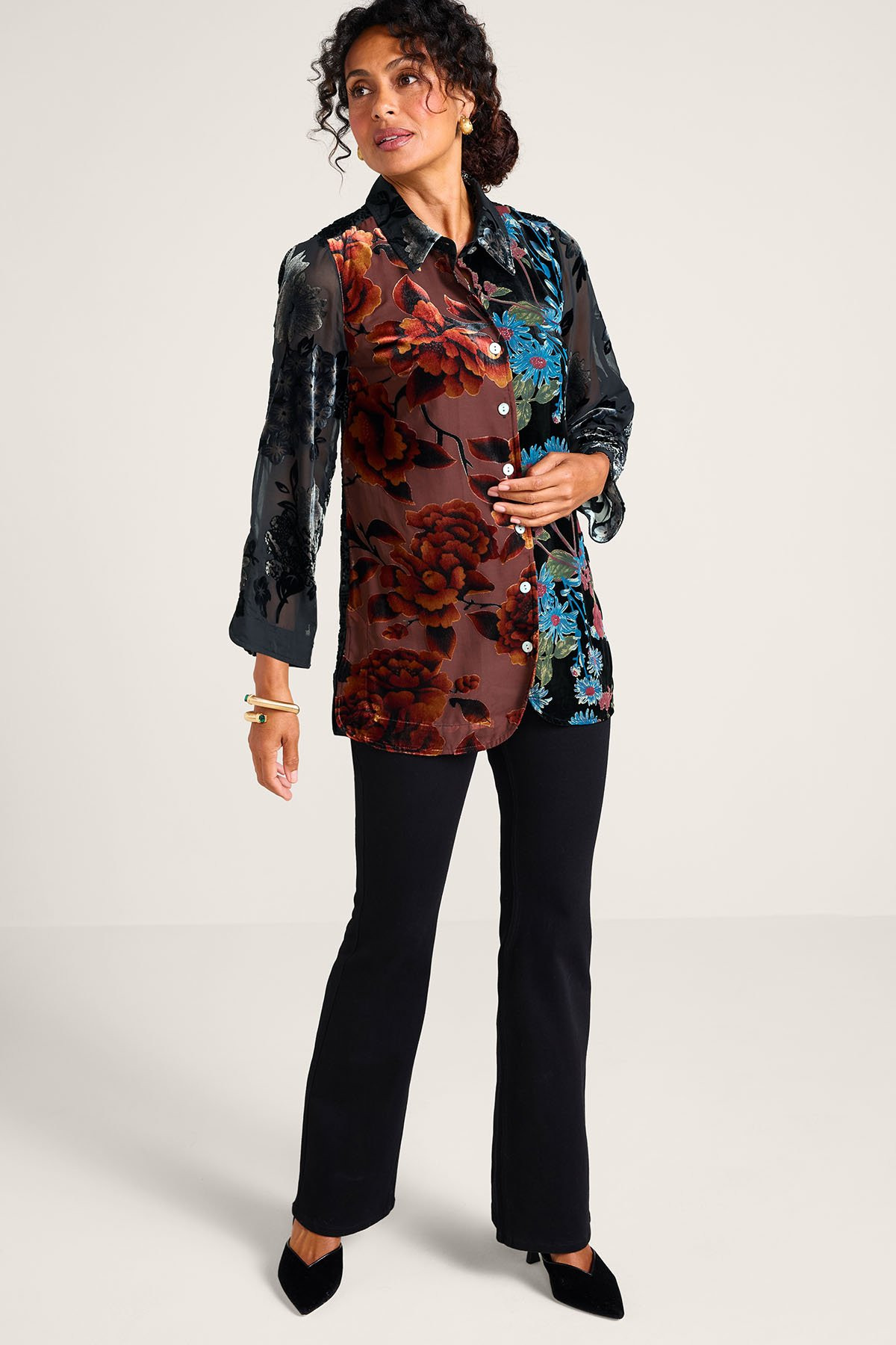 Velvet Opus Burnout Bracelet Sleeve Tunic - thumbnail 3