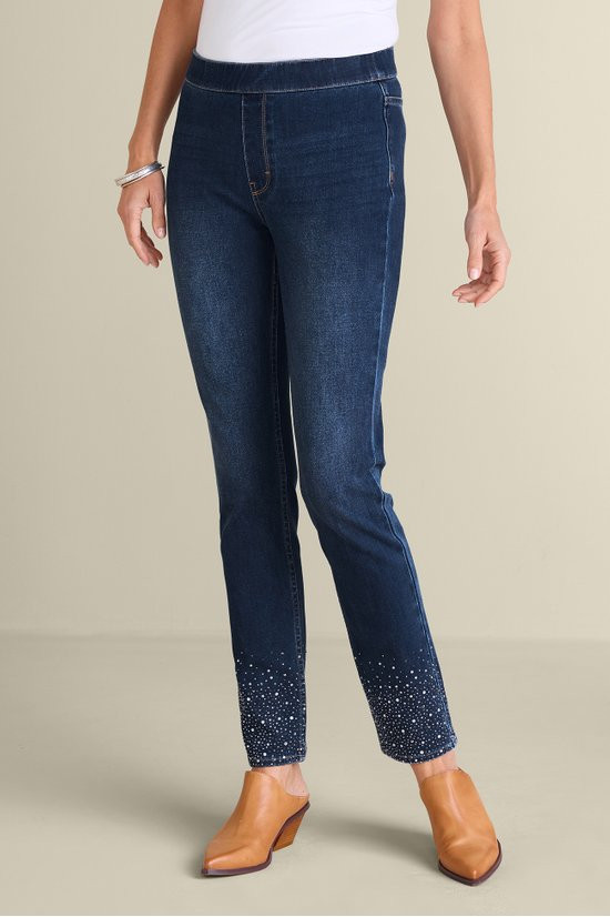 Ultimate Denim Crystal Pull-On Slim Leg Jeans - thumbnail 3