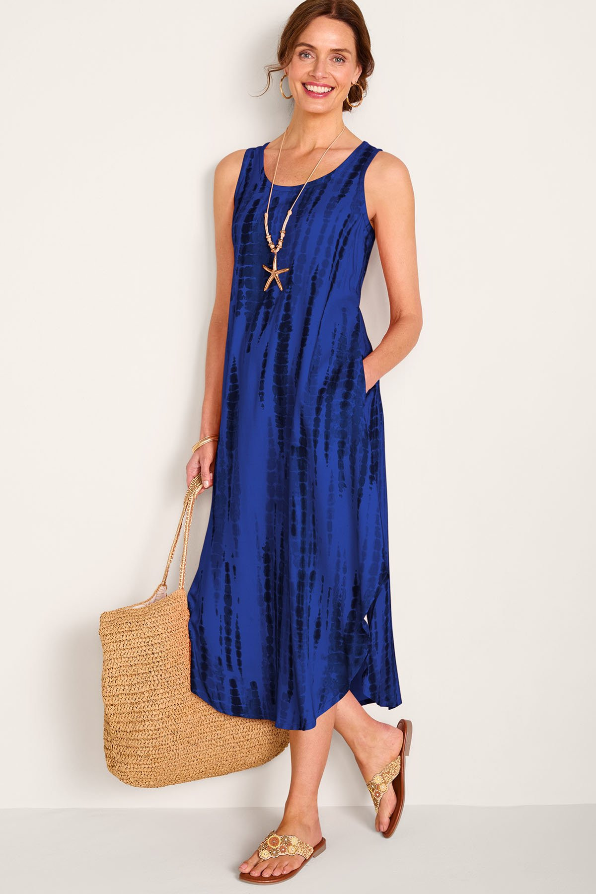 Tie Dye Print S/L Midi Dress - thumbnail 3