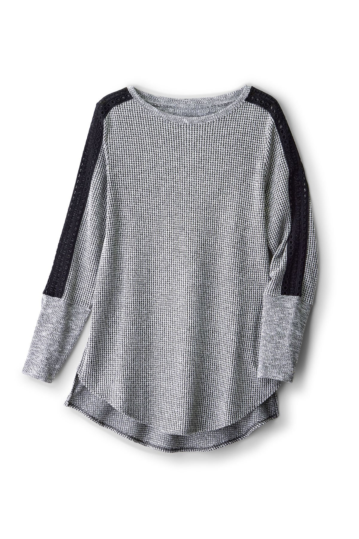 Crochet Trim Waffle Knit Tunic - thumbnail 2