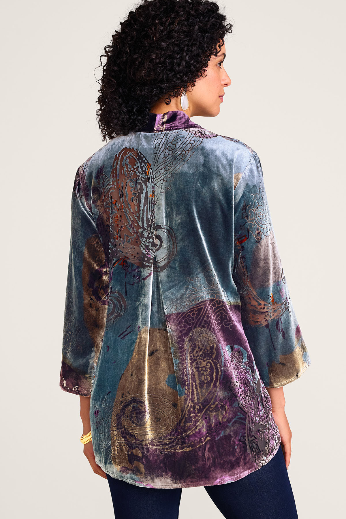 Palette 3/4 Sleeve Burnout Velvet Tunic - thumbnail 4
