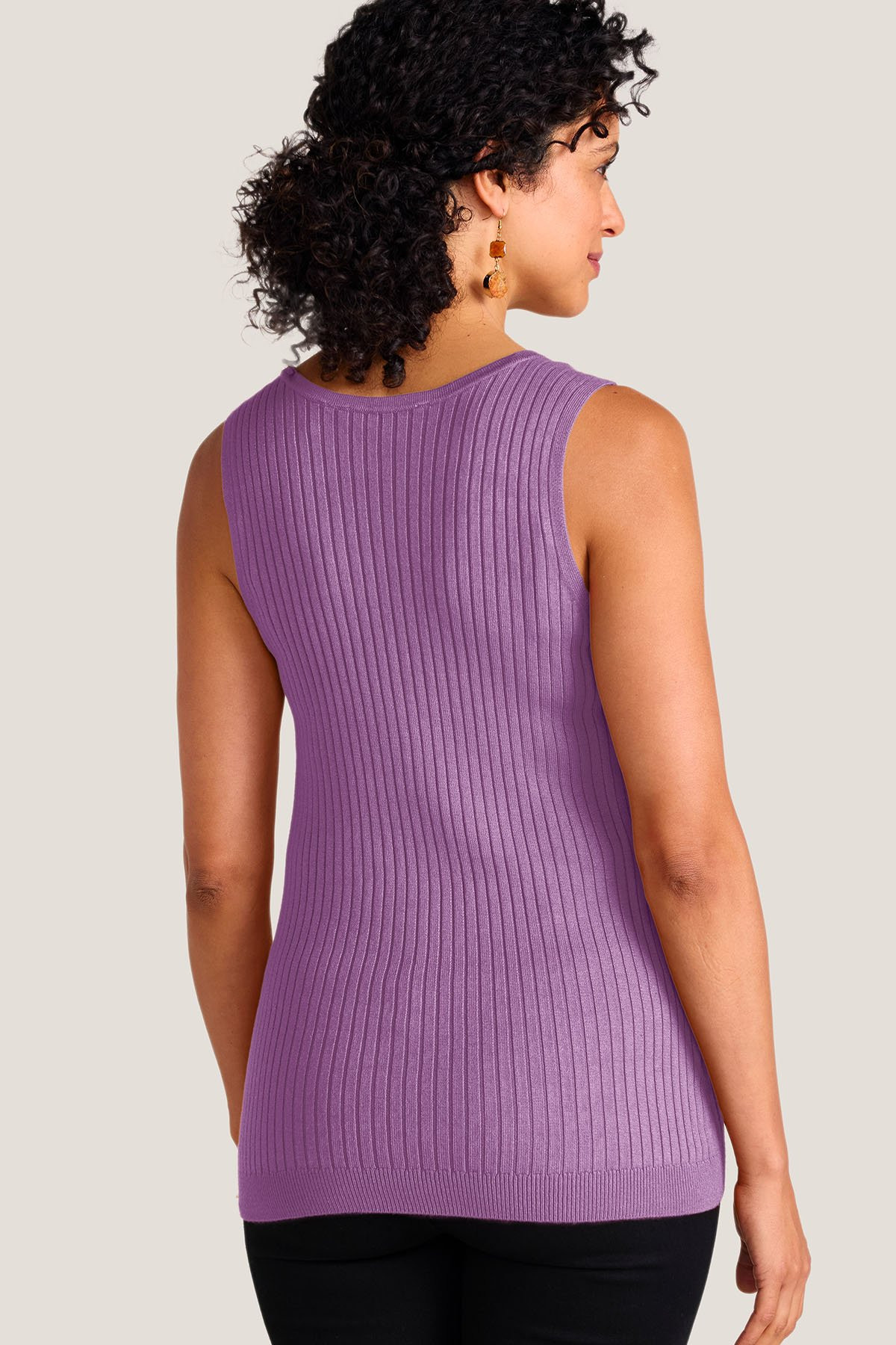 Scoop Neck Ribbed Sweater Tank - thumbnail 4