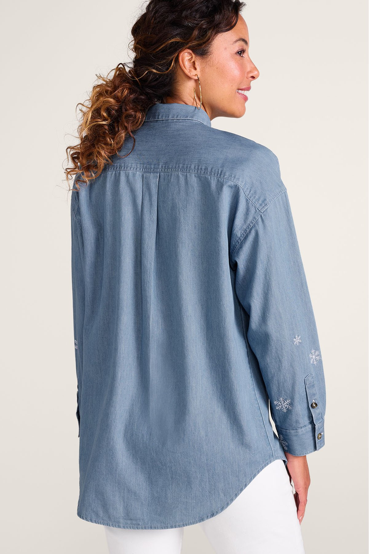 Je Veux Snowflake Chambray Big Shirt - thumbnail 3