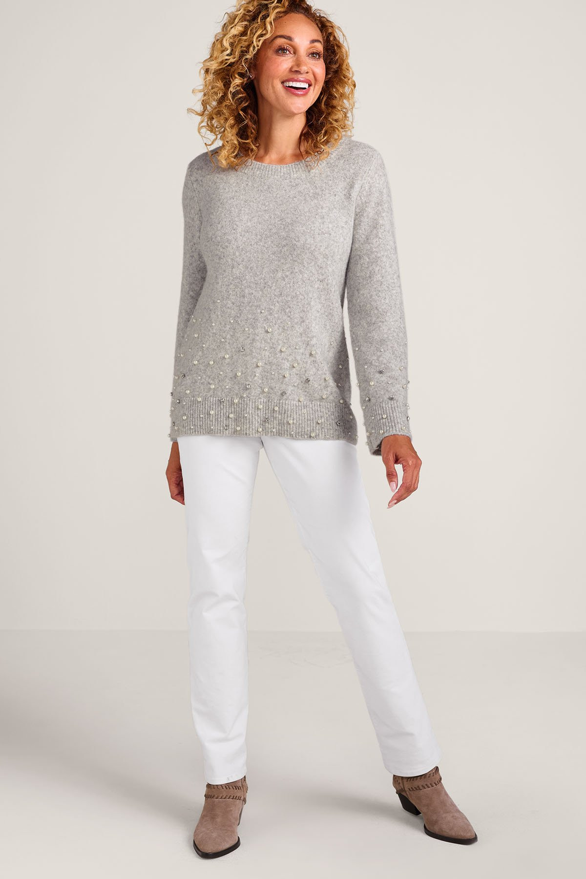 Pearl And Rhinestone Bracelet Slv Sweater - thumbnail 2