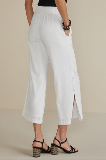 Catania Linen Blend Wide Leg Crop Pants - thumbnail 3