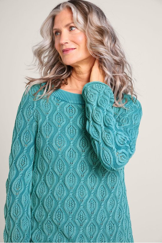 Perfectly Pointelle Cable Tunic Sweater - thumbnail 5
