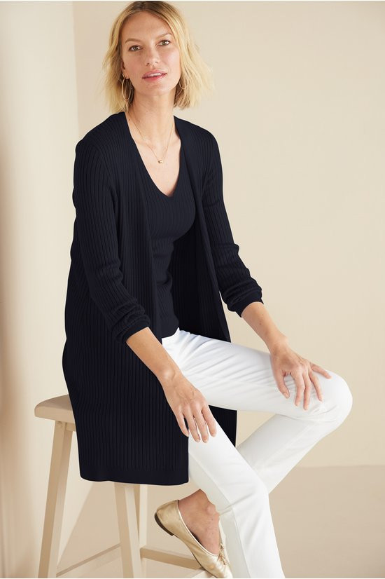 Ribbed Long Cardi - thumbnail 3