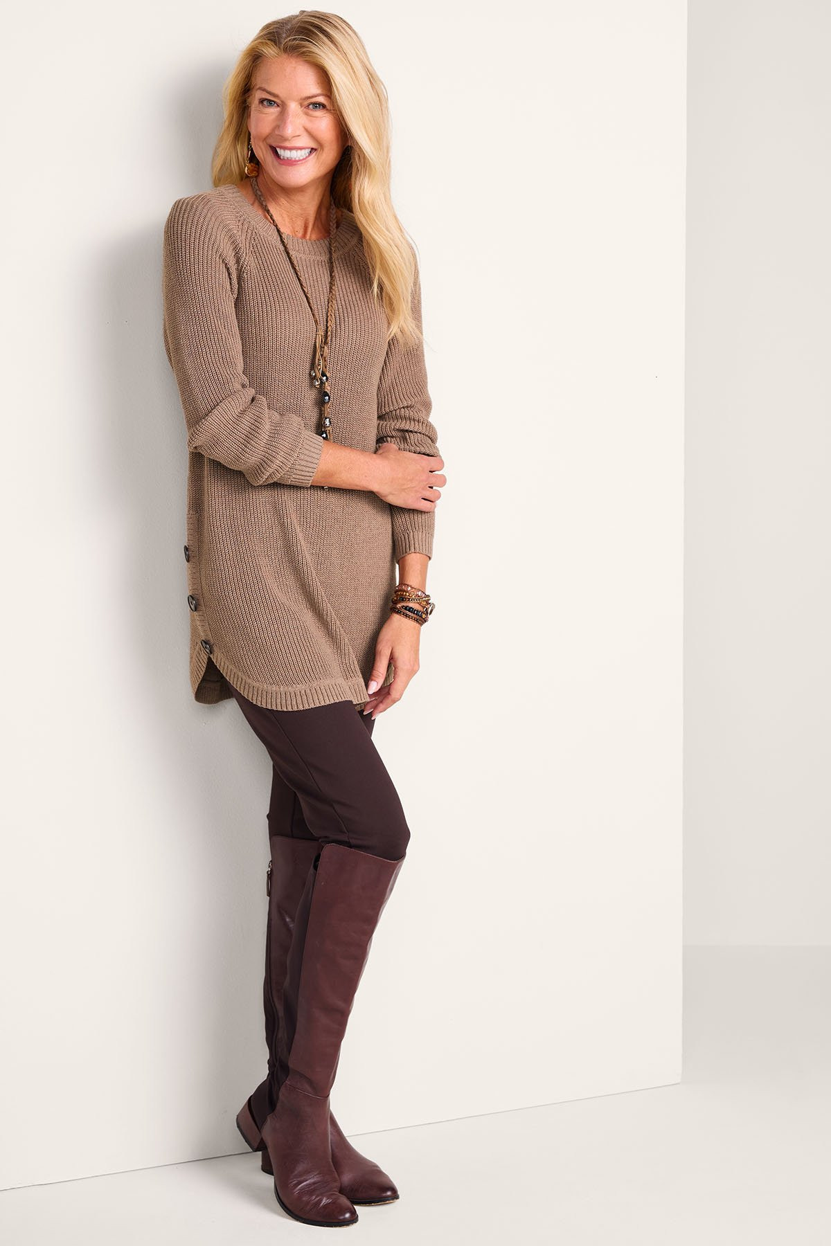 Shaker Side Button Sweater - thumbnail 3