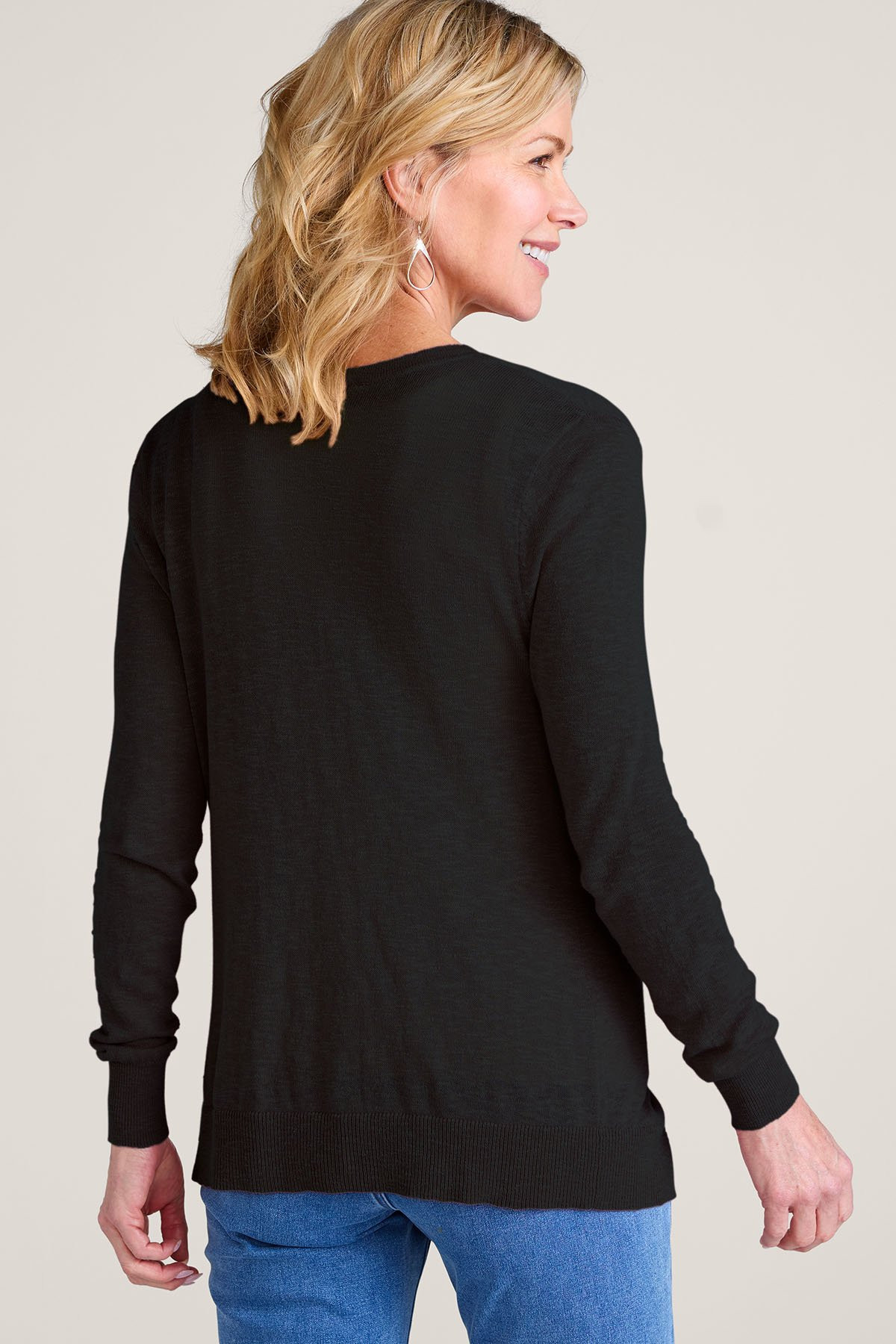 Slub Button Front Drape Cardi - thumbnail 4