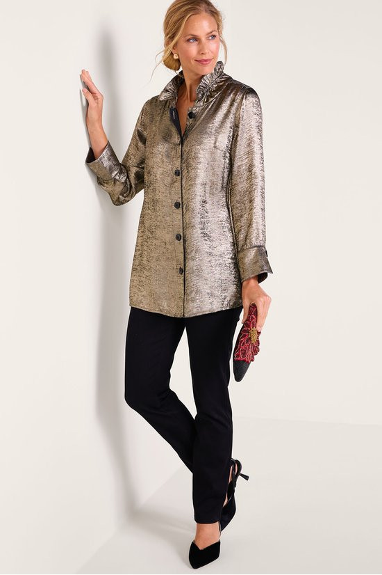 Celesta Metallic Button Front Tunic - thumbnail 2