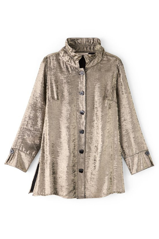 Celesta Metallic Button Front Tunic