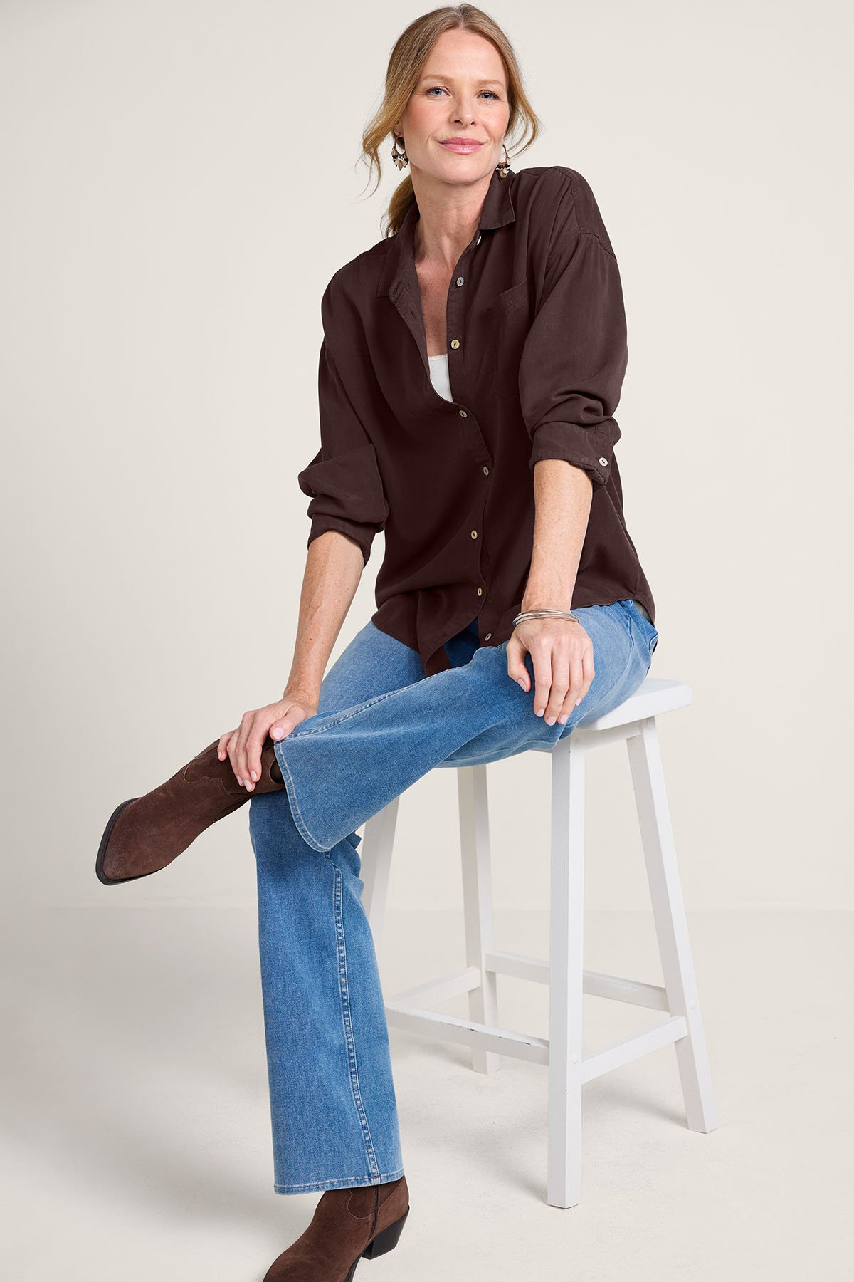 Je Veux Long Sleeve TENCEL™ Big Shirt - thumbnail 4