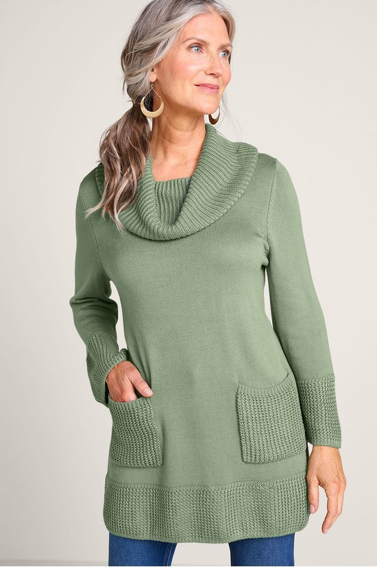 Cowl Comfort 3/4 Sleeve Tunic Sweater - thumbnail 10