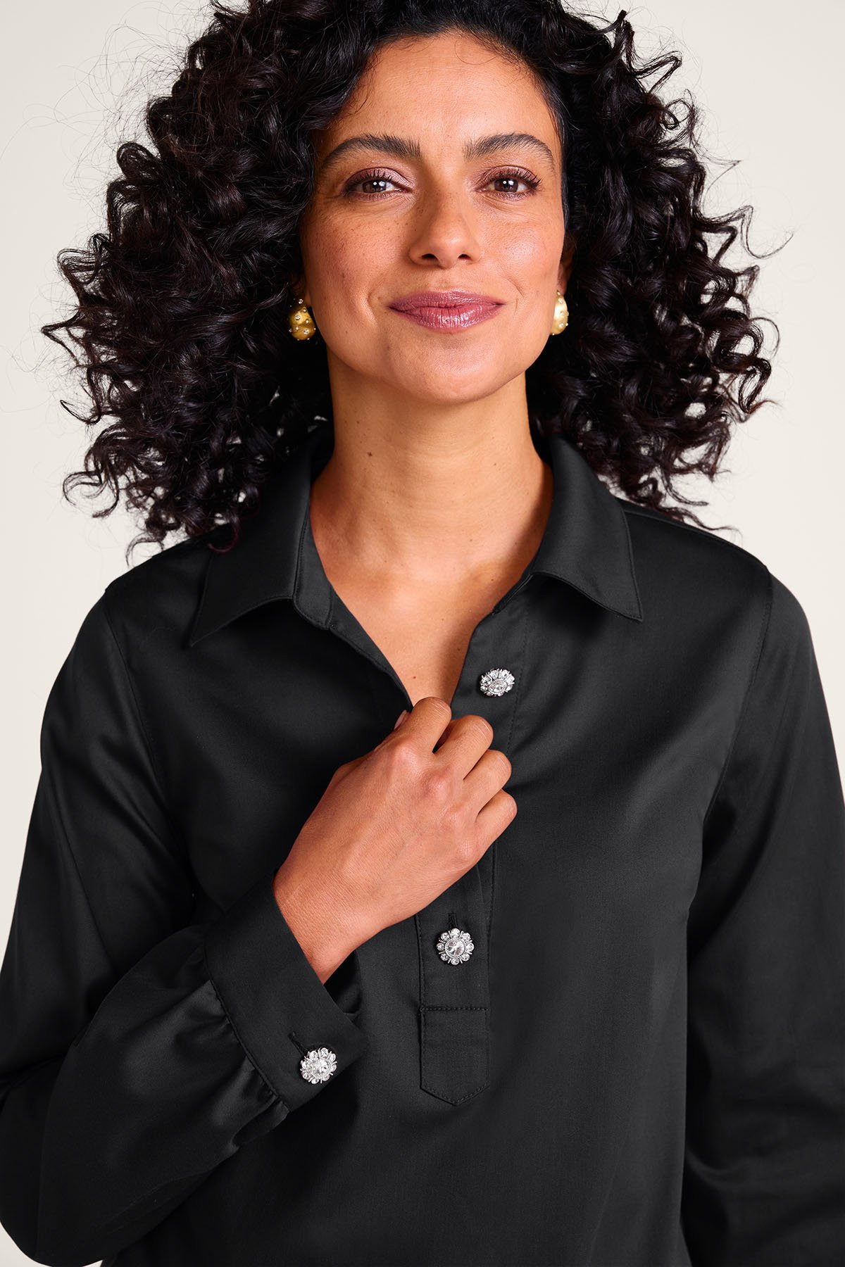 Easy-Care Stretch Woven Popover Tunic - thumbnail 6